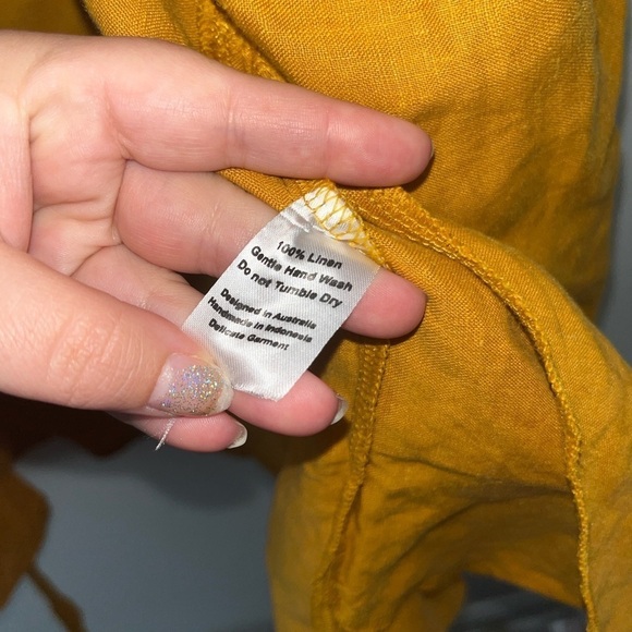 POSSE 100% Linen Golden Yellow One Size Coverup - Picture 3 of 7